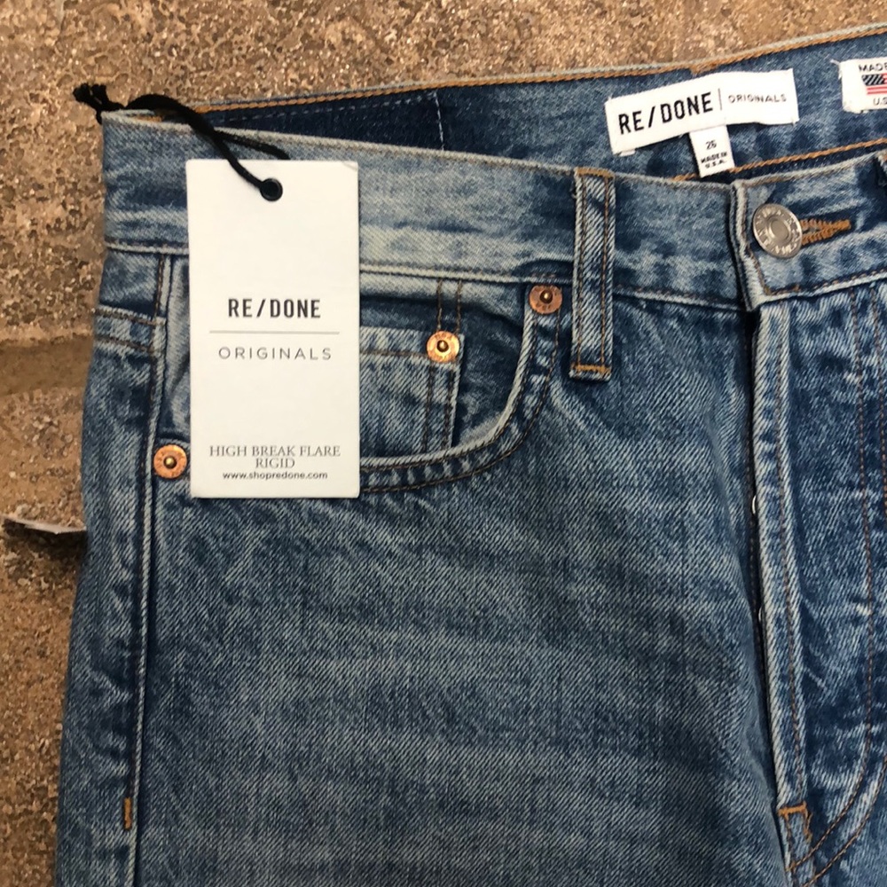 RE/DONE High Break Flare Jeans in Vintage Blue - Picture 4 of 5
